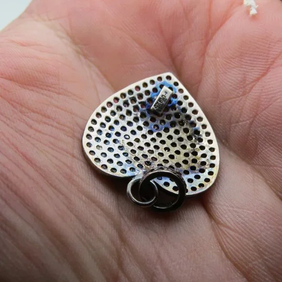$1700 Turmaline Multi ColorHeart Silver Vintage Pendent